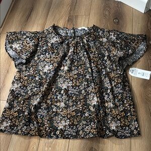 Time and Tru Boxy Cap Sleeve Blouse Black Brown